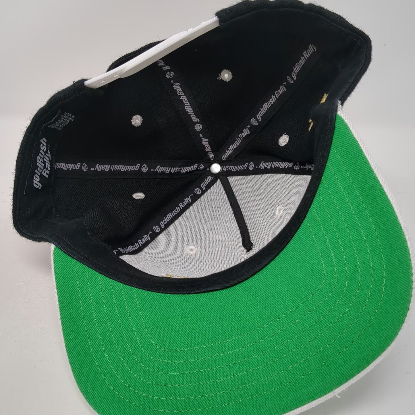 goldRush Rally 5 Panel Black One Size Hat Snapback Flat Brim GR7 Shield Logo