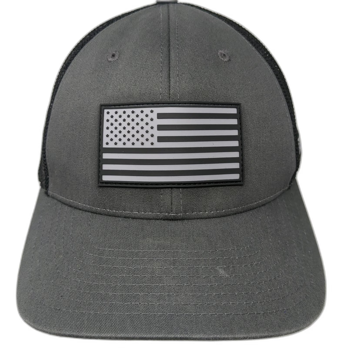 Richardson Baseball Cap Gray XL United Metals American Flag Mesh Flexfit Hat