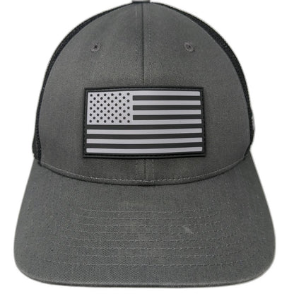 Richardson Baseball Cap Gray XL United Metals American Flag Mesh Flexfit Hat