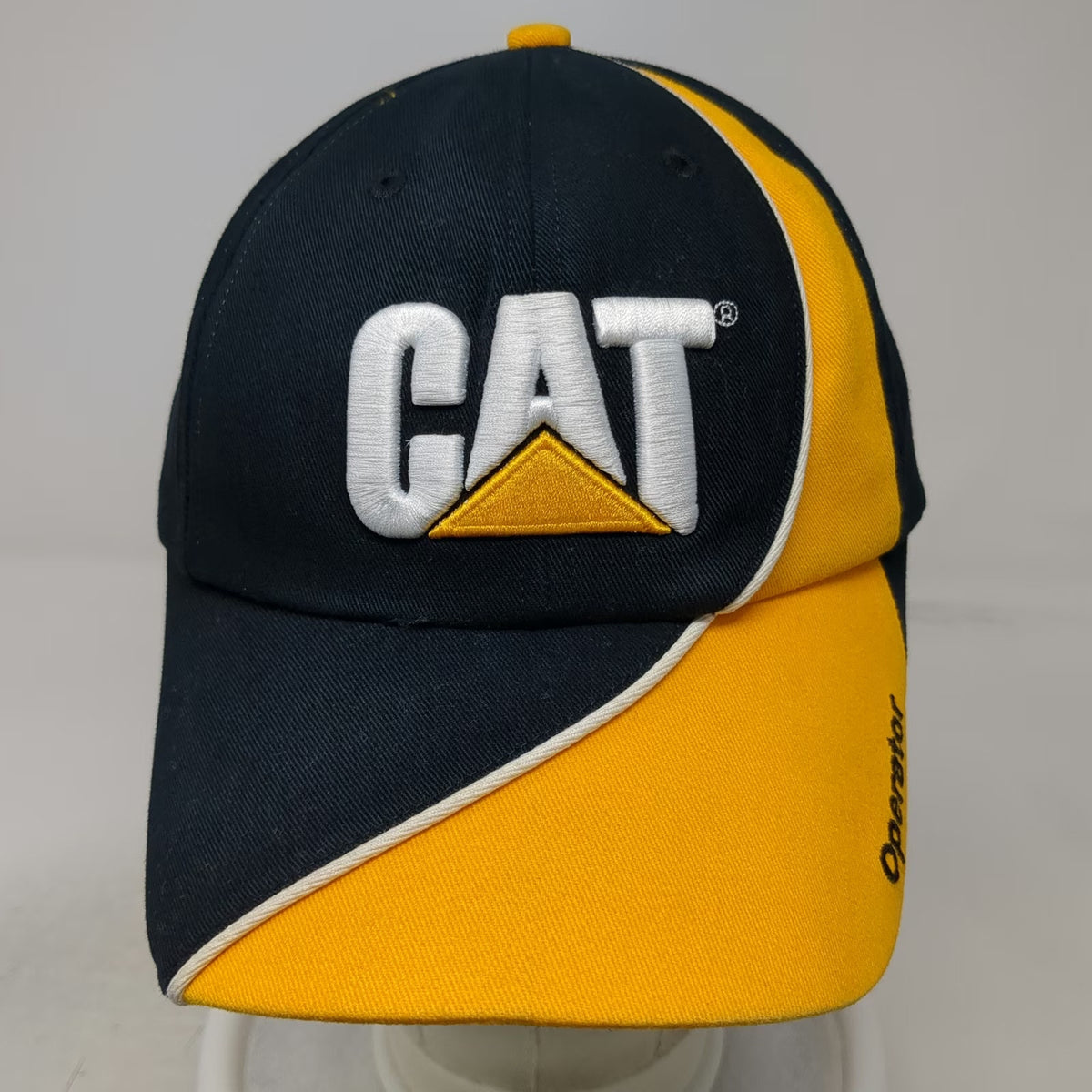 Caterpillar Baseball Cap Black Yellow White One Size Operator Logo Strapback Hat