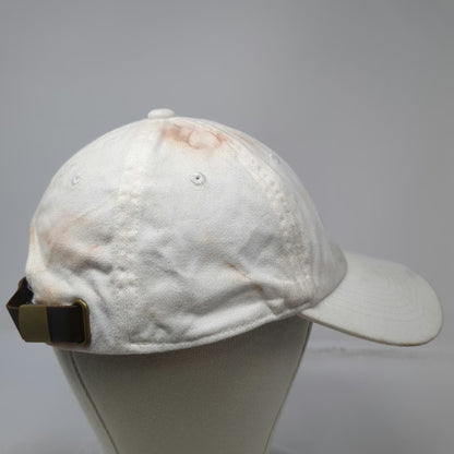 Goodfellow & Co White Baseball Cap One Size Blue Flower Leather Slideback hat