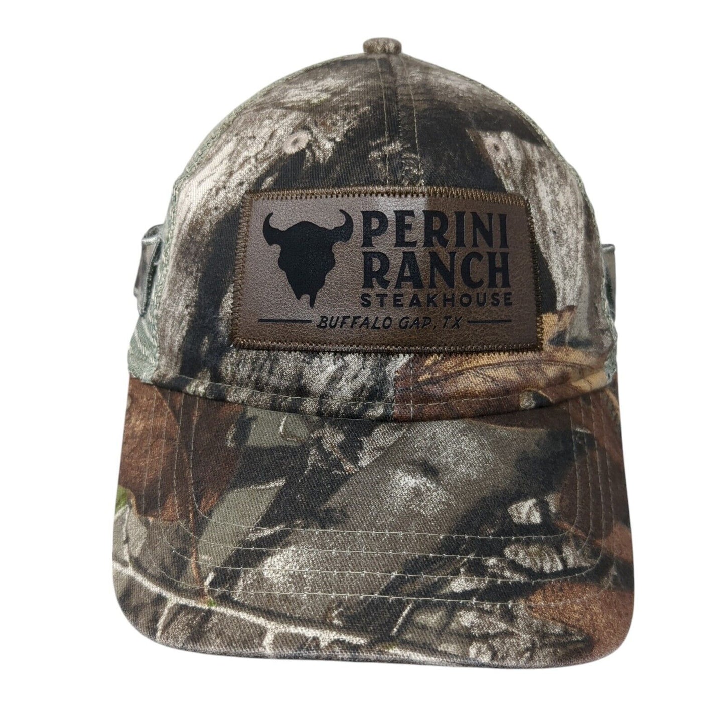 Perini Ranch Steakhouse Buffalo Gap TX Trucker Hat Camo OSFM Mesh Back KC Caps