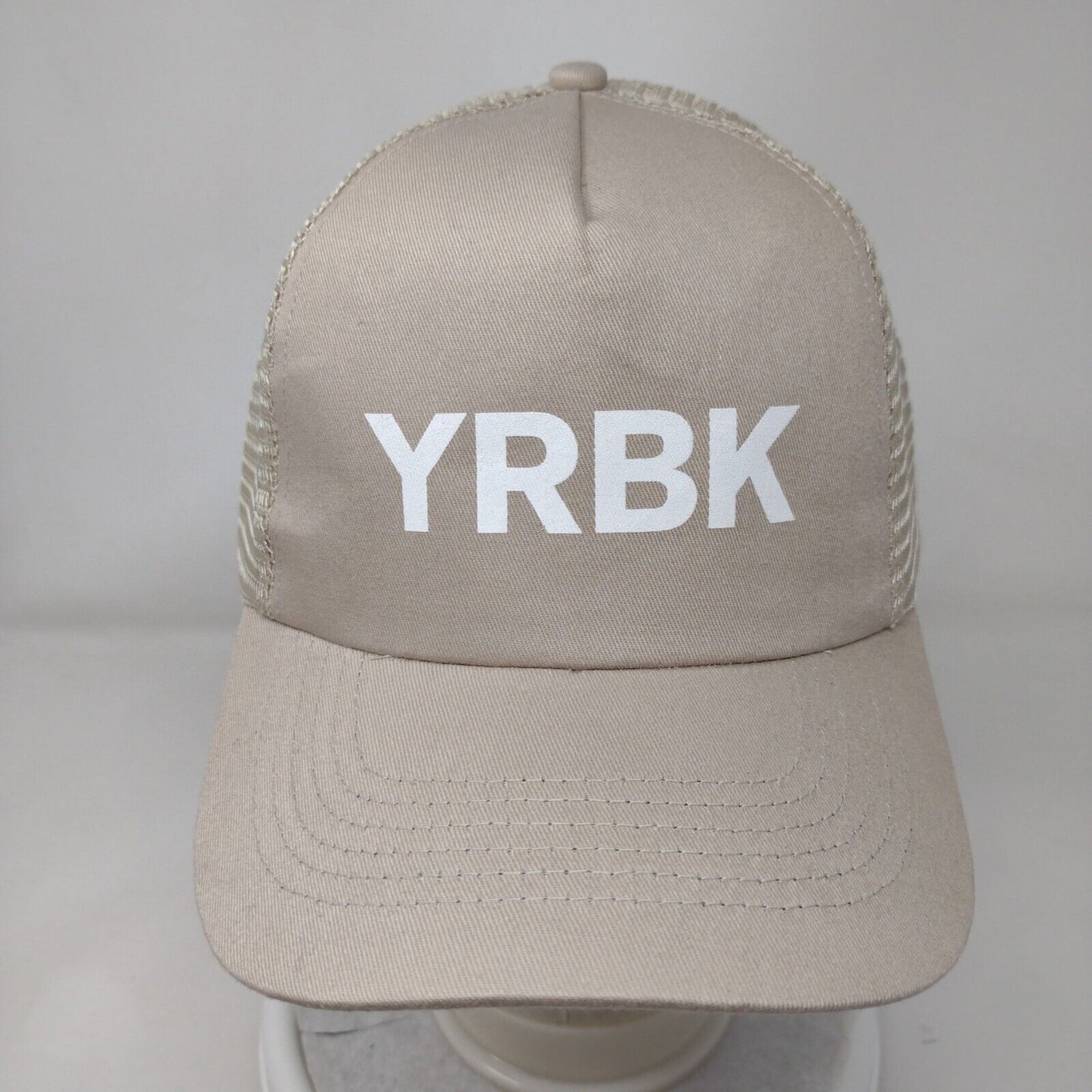 YRBK Snapback Trucker Hat Tan OSFA Adjustable Mesh Back 6 Panel Hit Wear