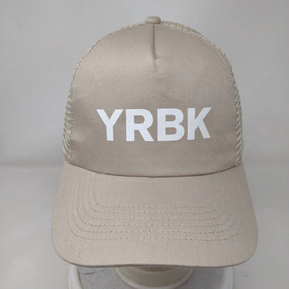 YRBK Snapback Trucker Hat Tan OSFA Adjustable Mesh Back 6 Panel Hit Wear