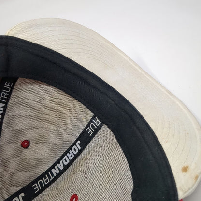Jordan Snapback Red One Size Hat Jumpman Logo Embroidered Cotton White Flat Brim