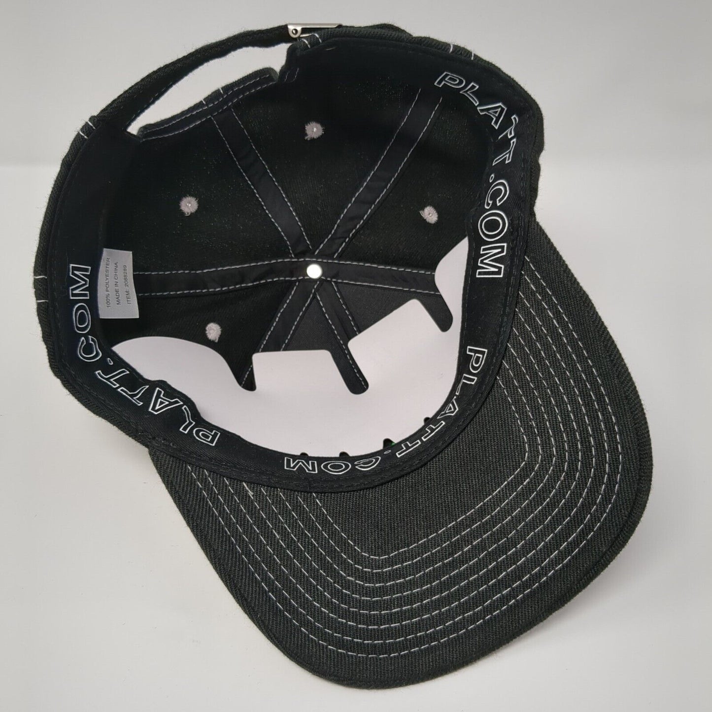Platt Slideback Hat Black One Size Adjustable Embroidered 6 Panel