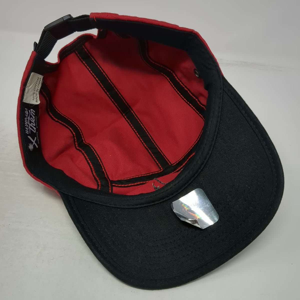 us versus Them 5 Panel Hat Red Black One Size Adjustable Embroidered Flat Brim