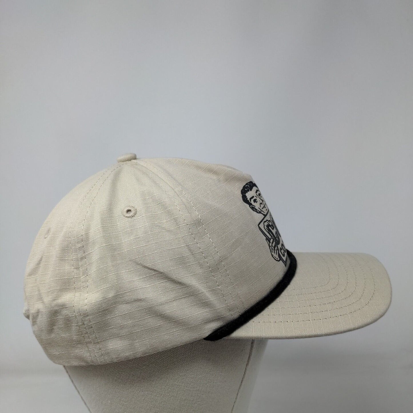 Cold Cocktails Snaoback Hat Tan One Size Adjustable Rope Vented Holes Cotton