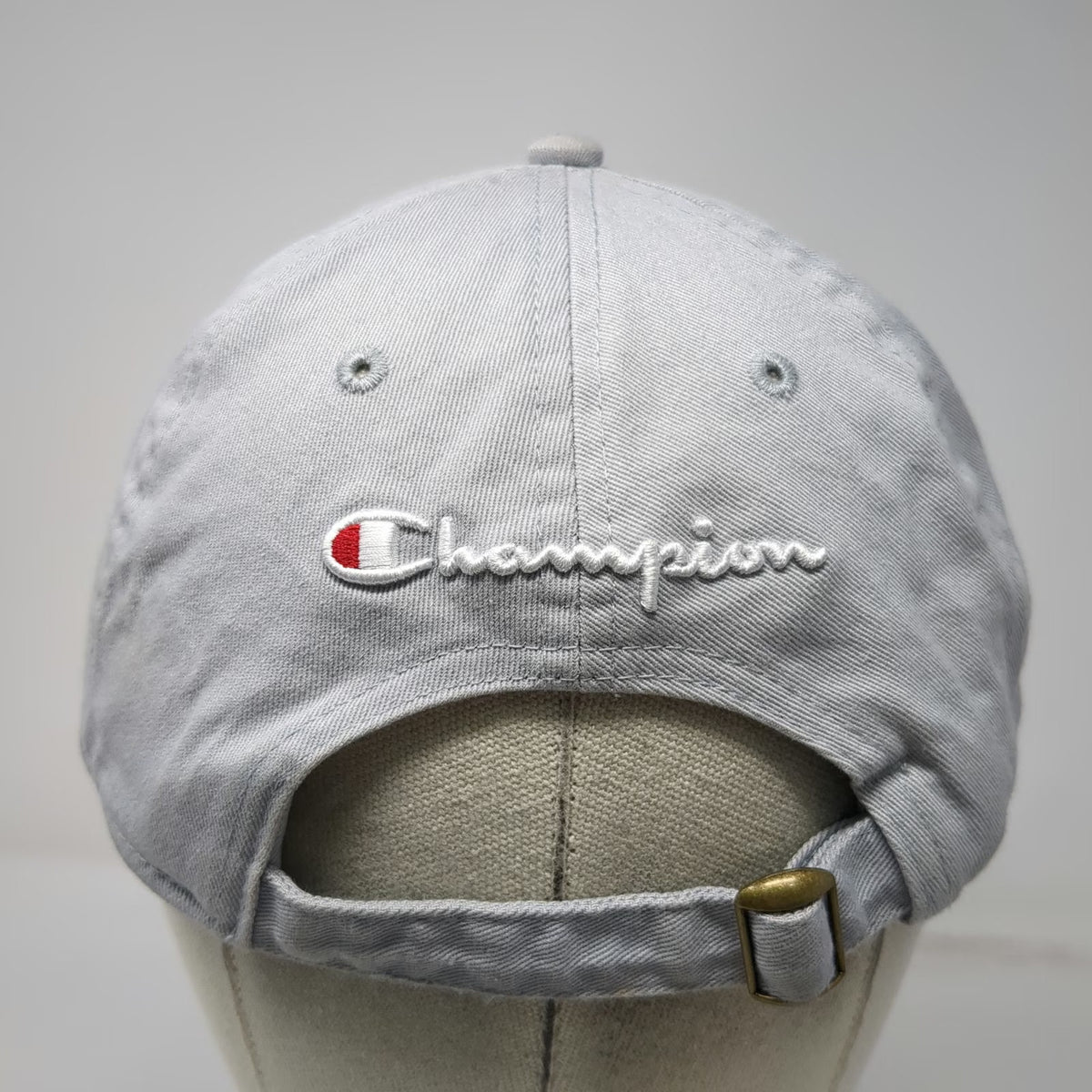 Champion Baseball Cap Gray One Size Slideback Embroidered Logo Cotton Hat