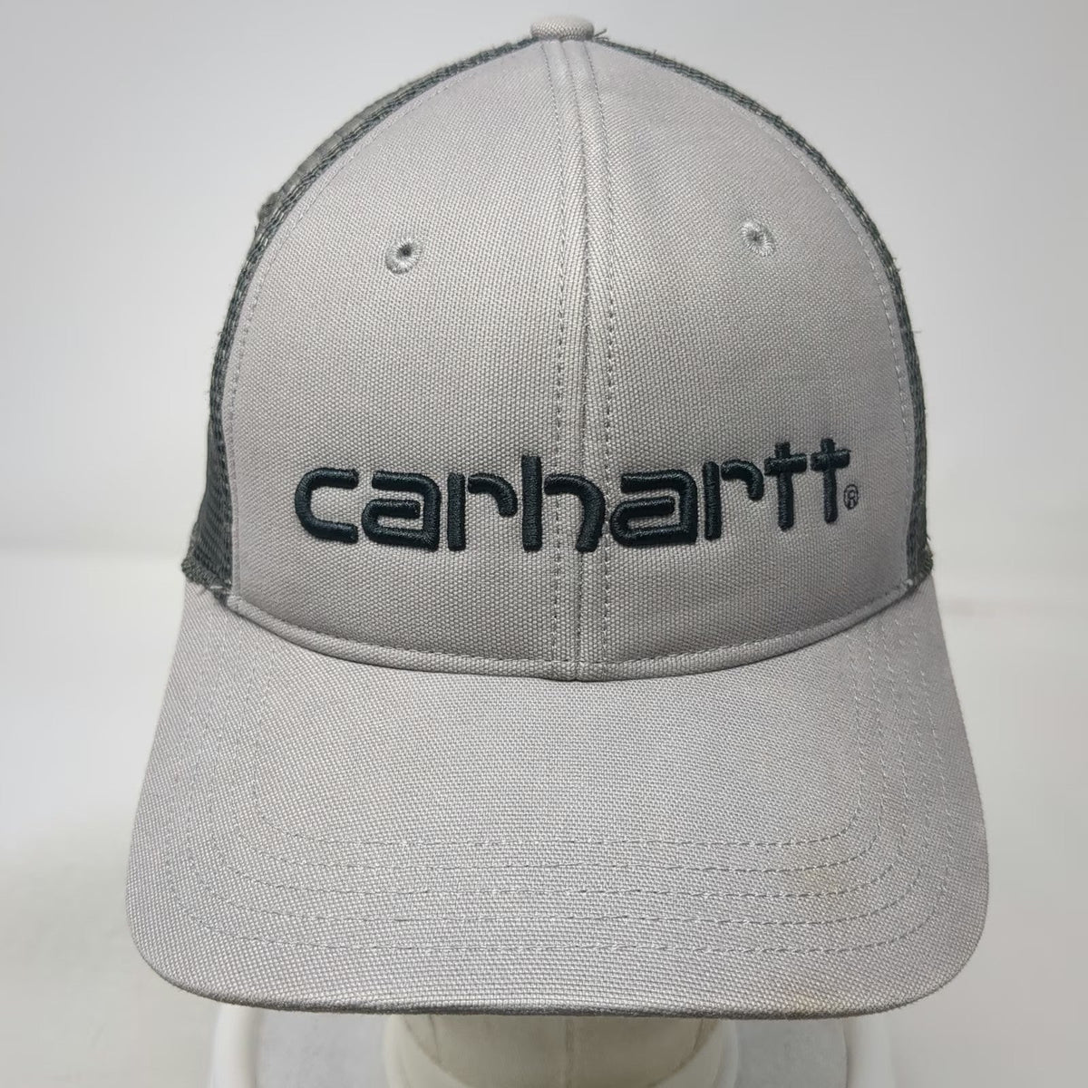 Carhartt Trucker Hat Gray One Size Mesh Back Snapback Embroidered Logo Workwear