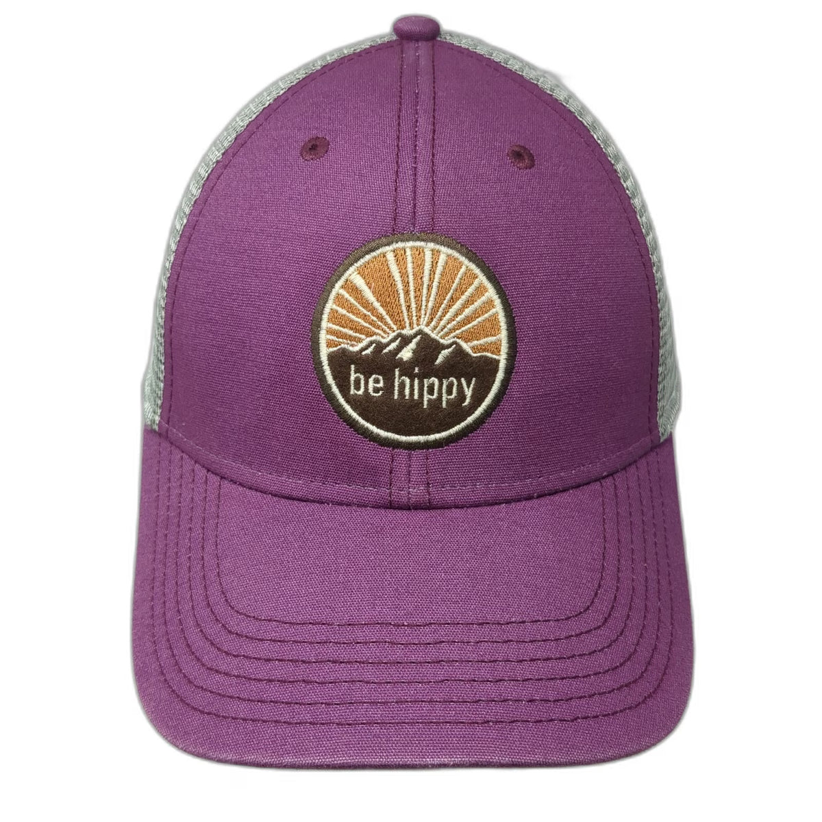 Legacy Trucker Hat Purple One Size be hippy Mountain Sunburst Mesh Snapback Hat