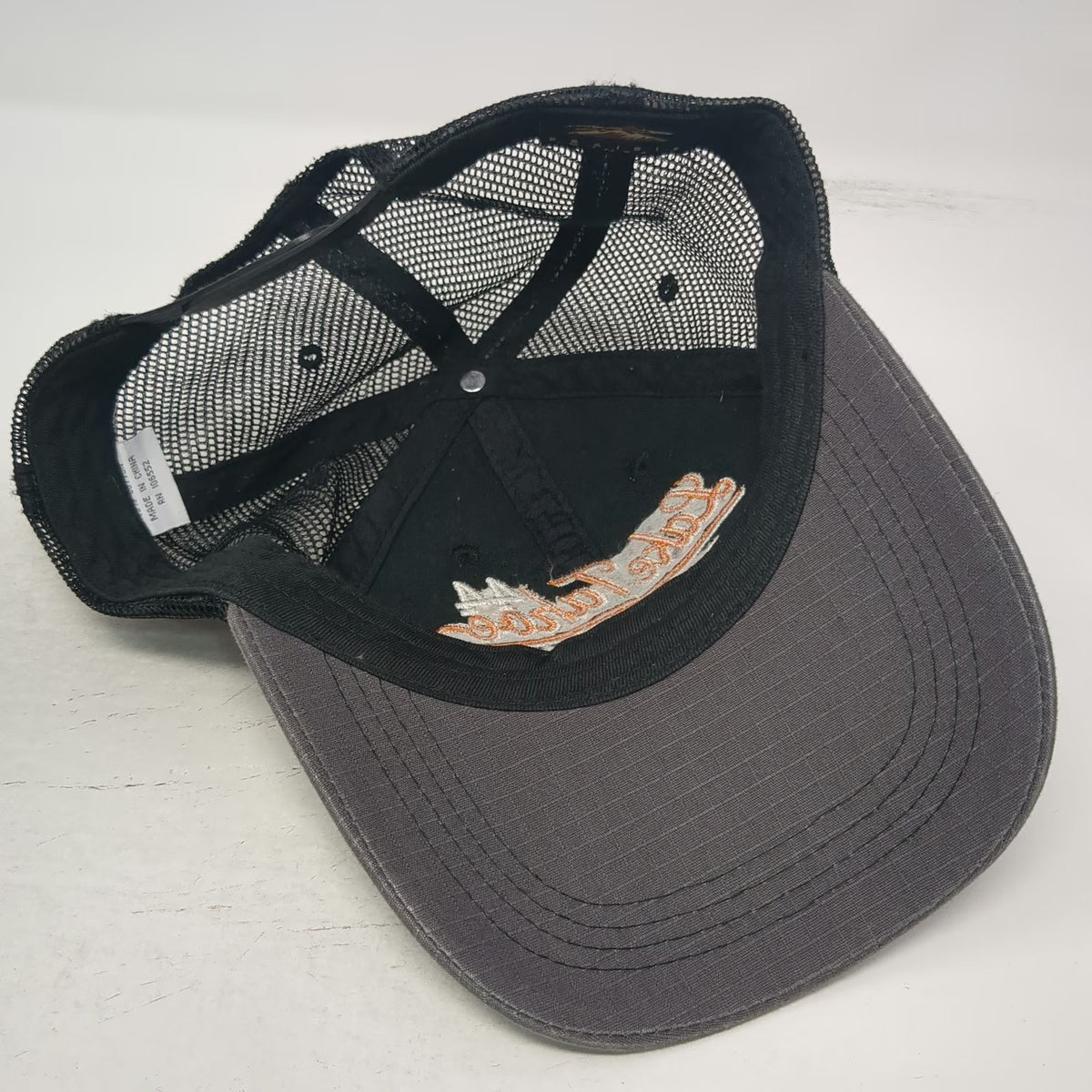 Mountain Trucker Hat Gray Black Orange White One Size Snapback Lake Tahoe Mesh
