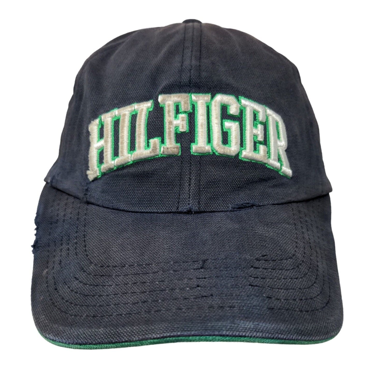 Hilfiger Slideback Hat Blue OSFA Embroidered Adjustable Leather Strap