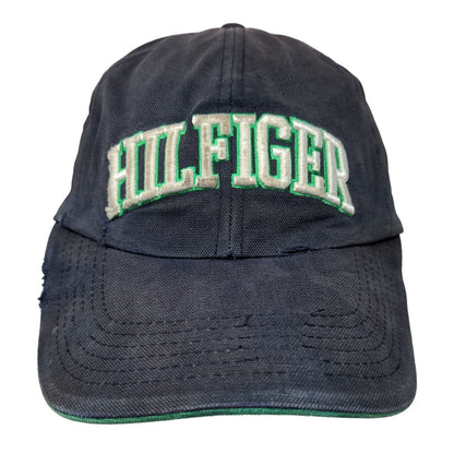 Hilfiger Slideback Hat Blue OSFA Embroidered Adjustable Leather Strap