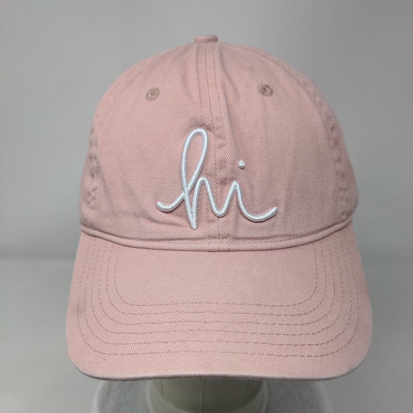 Hi Slideback Hat Pink One Size Adjustable Embroidered Vented Holes 6 Panel
