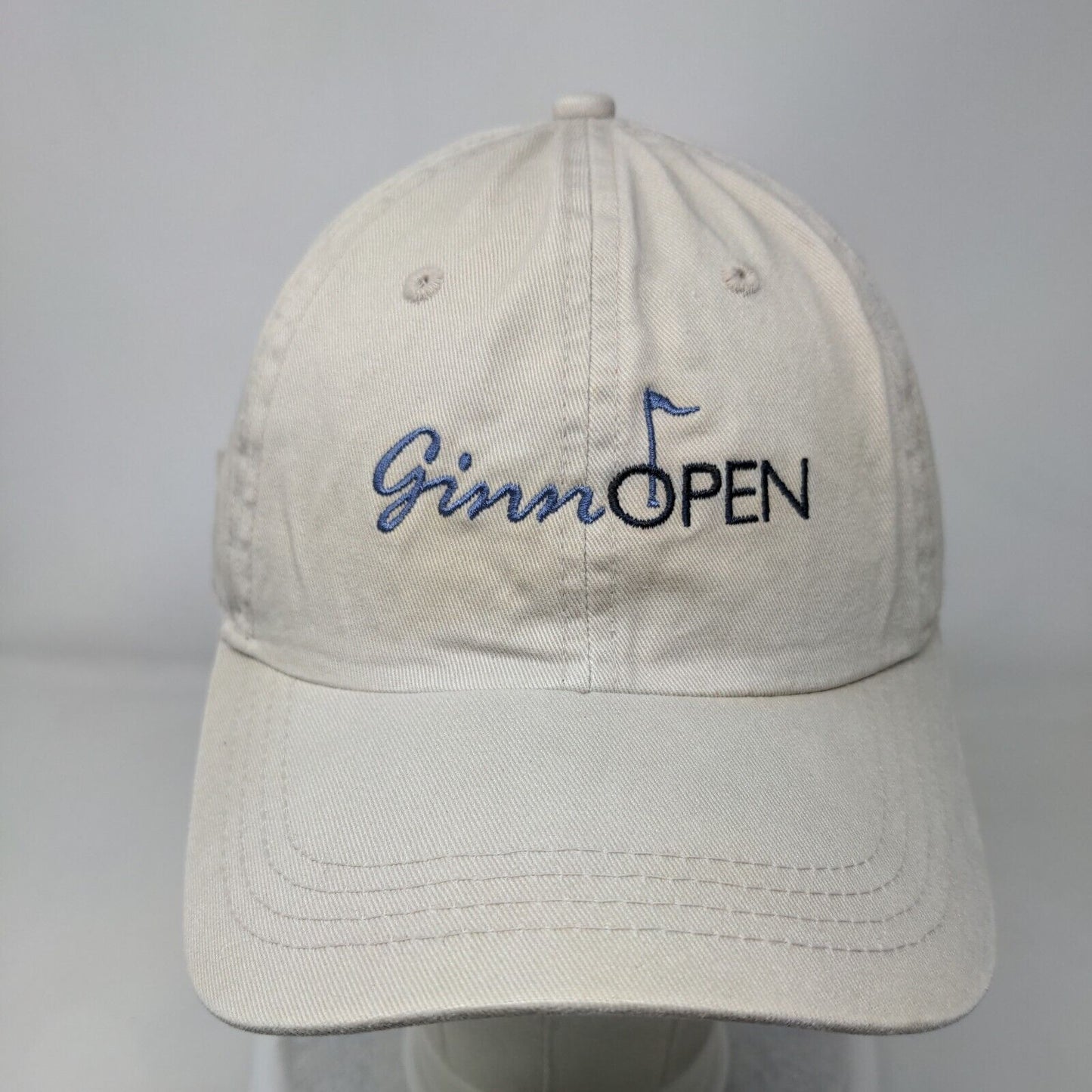 Ginn Open Slideback Hat Tan One Size Classic Cut Embroidered Ahead Vintage