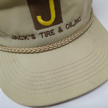 Jack's Tire & Oil Inc Slideback Hat Tan OS Adjustable Embroidered Rope Headtotoe