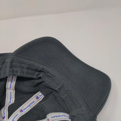 Champion Slideback Hat Black OSFA Adjustable Embroidered Logo 6 Panel Cotton