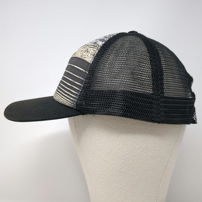 Del Sol Trucker Hat Black One Size Snapback Mesh Back Graphic Under Brim Striped