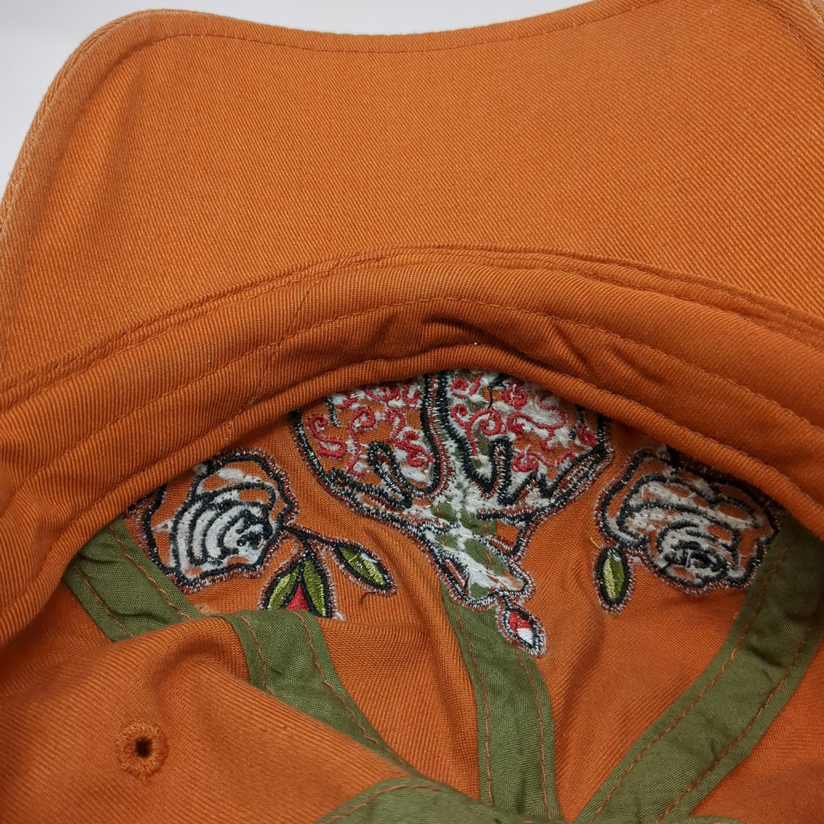Signatures Baseball Cap Orange One Size Embroidered Sugar Skull Roses Muerto Hat