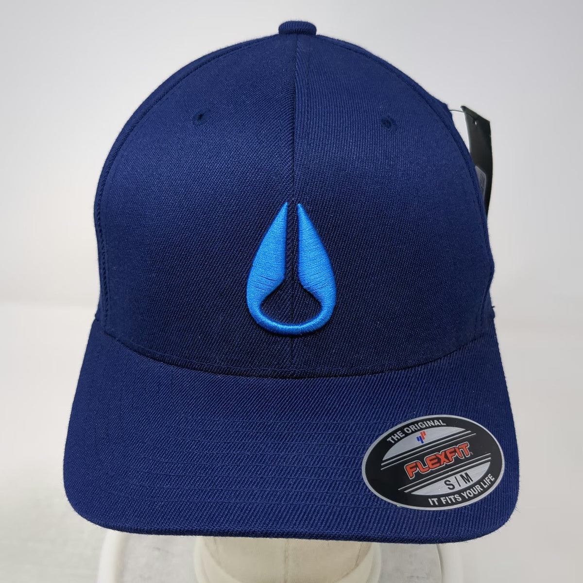 Nixon Baseball Cap Blue M Fitted Hat Flexfit Logo Curved Brim Stretch Fit