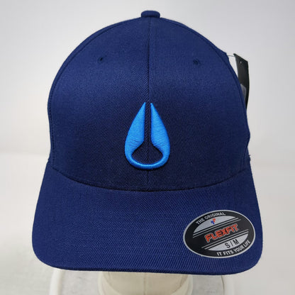 Nixon Baseball Cap Blue M Fitted Hat Flexfit Logo Curved Brim Stretch Fit