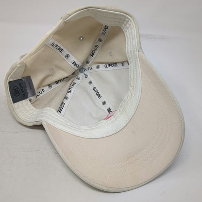G/FORE Snapback Hat Beige One Size Pink Logo Nylon Golf Sport Cap Adjustable