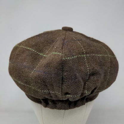 Unbranded Fitted Newsboy Pressboy Cap Brown One Size Check Lightweight Blank