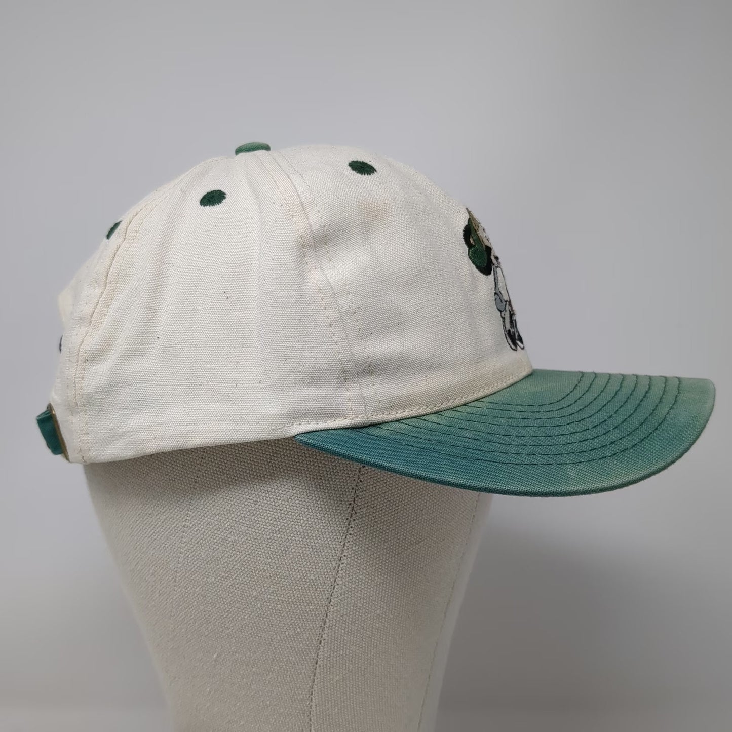 Mickey & Co. Baseball Cap White Green One Size Golfing Mickey Mouse Hat Vintage
