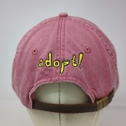 Adams Baseball Cap Red One Size Leather Strapback Adopt Dog Graphic Hat Rescue
