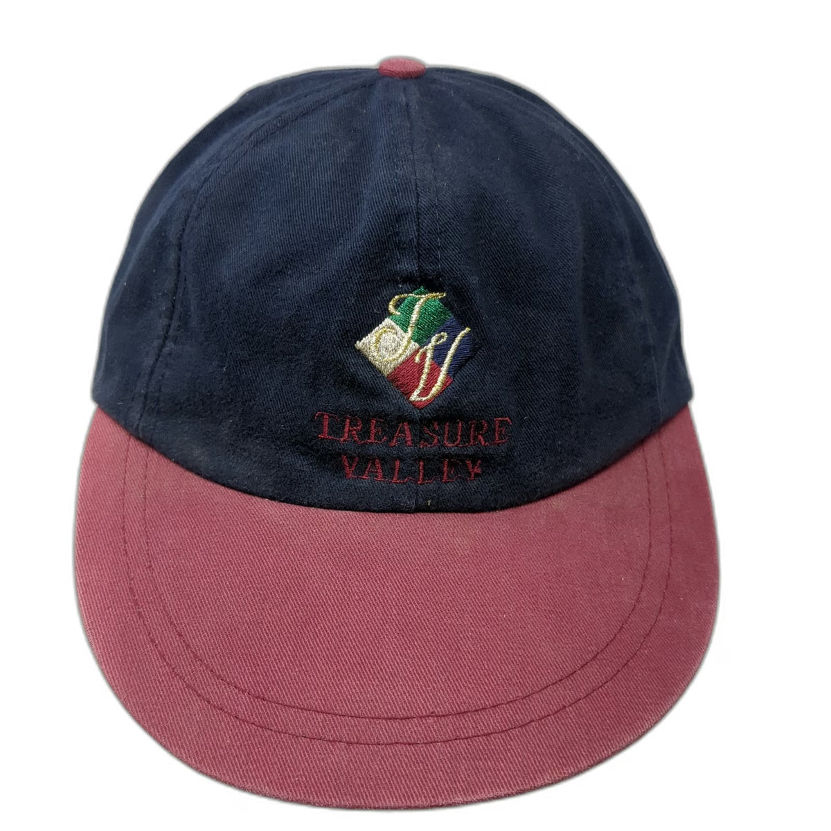 J&M Sportswear Baseball Cap Blue Red One Size Leather Strapback Canada Made Hat