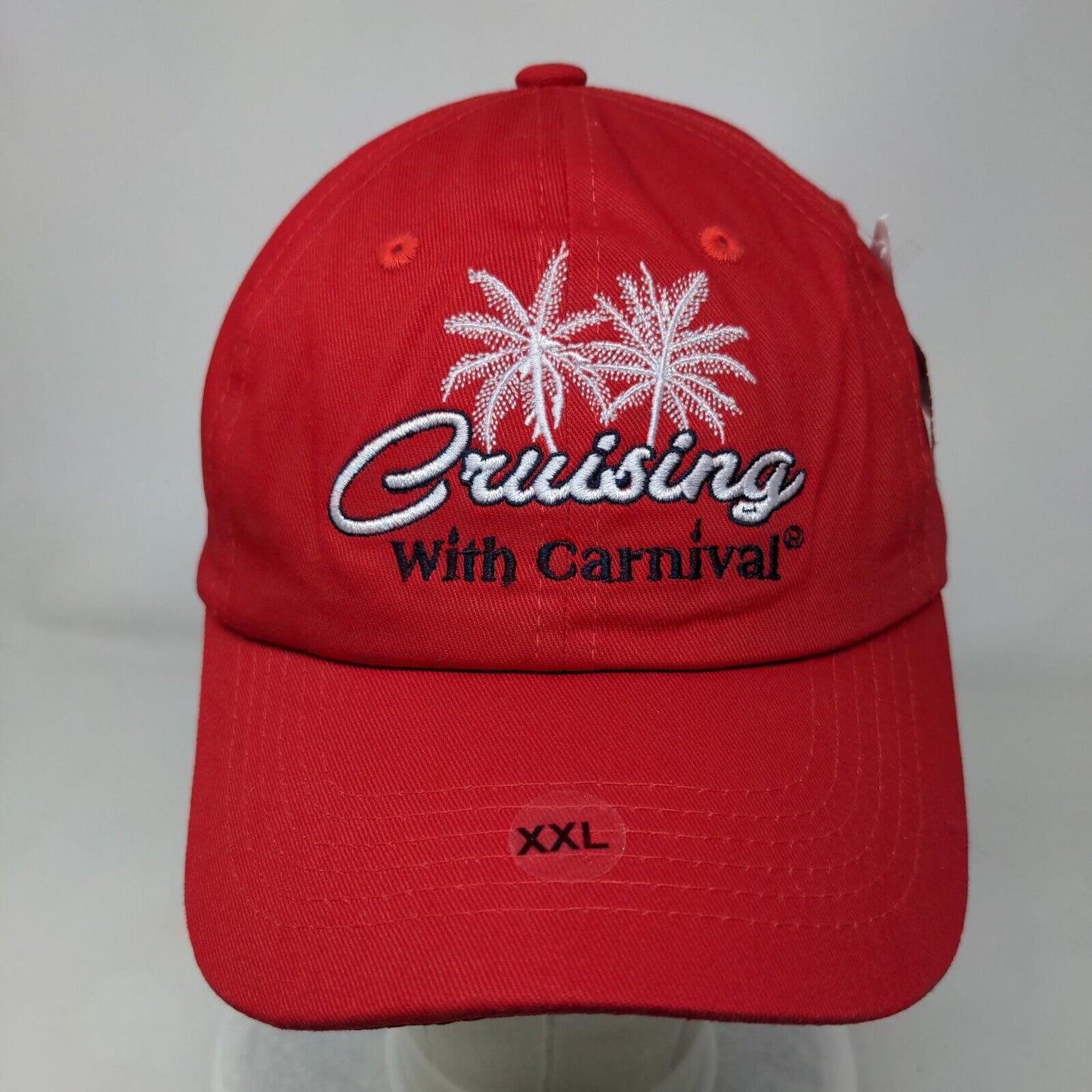 Cruising With Carnival Strapback Hat Red XXL Adjustable Vented Holes Cotton