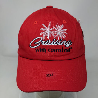 Cruising With Carnival Strapback Hat Red XXL Adjustable Vented Holes Cotton