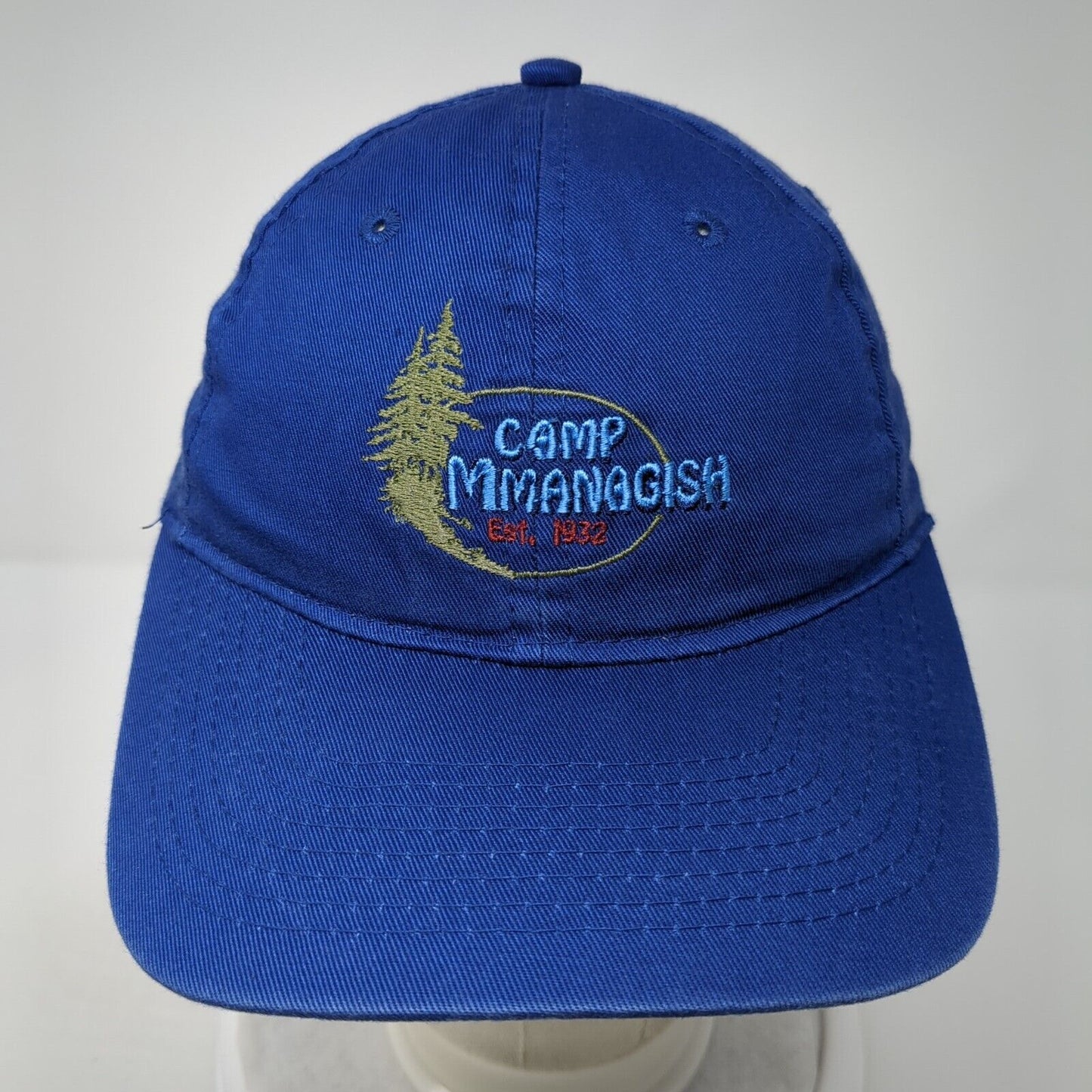 Camp Mmanagish Est. 1932 Strapback Hat Blue One Size Adjustable Port & Company