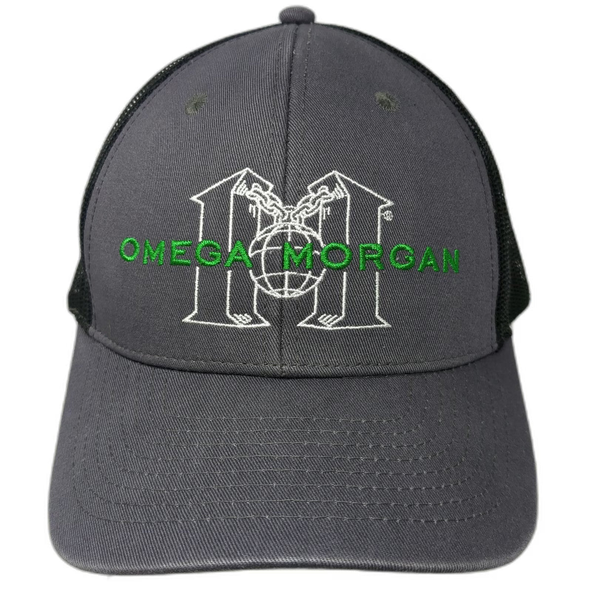 Omega Morgan Trucker Hat Gray One Size Mesh Snapback Strength Trust Embroidered