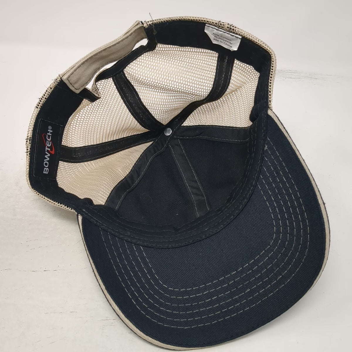 BowTech Baseball Cap Black One Size Mesh Back Strapback Contrast Stitching Hat