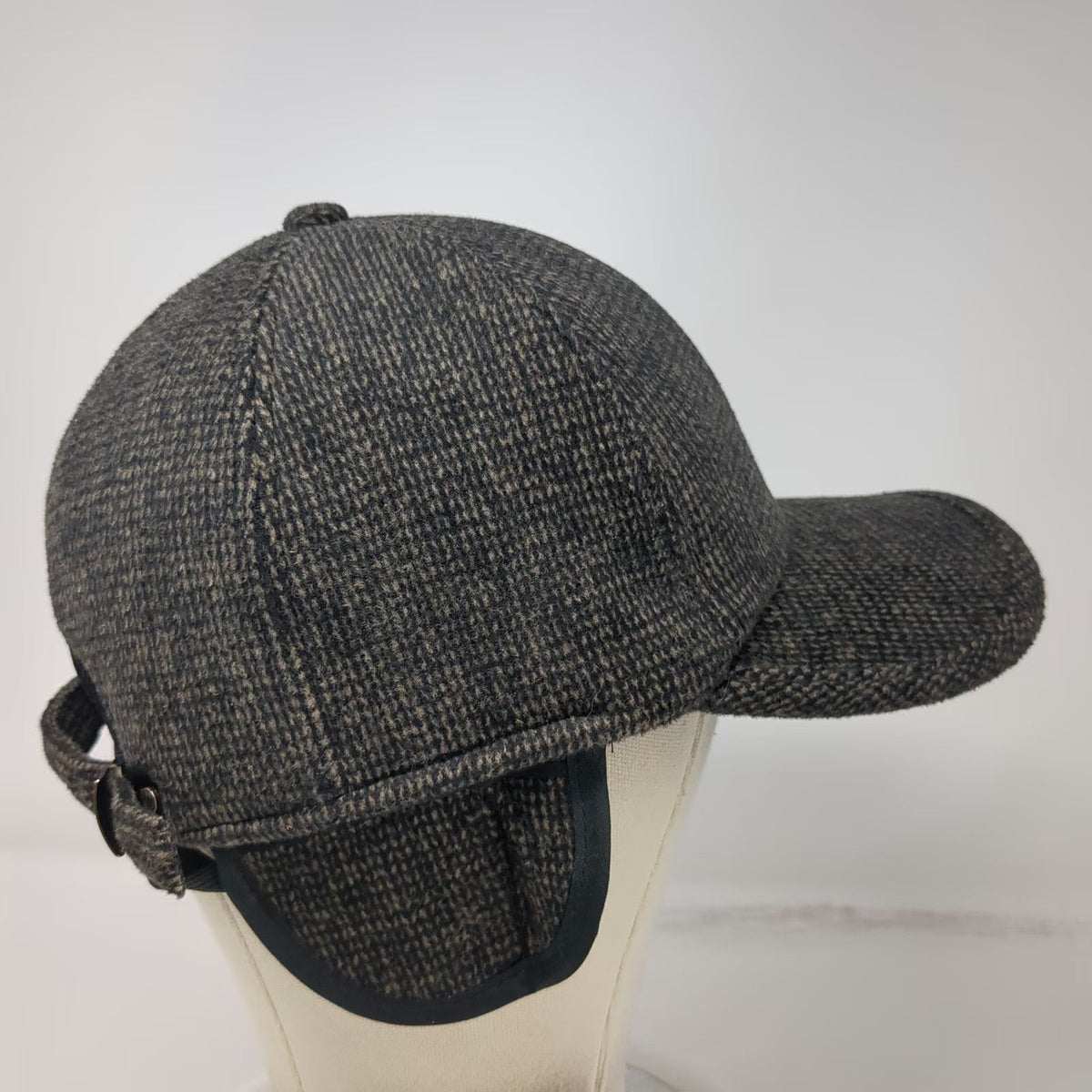 Ediko Baseball Cap Gray One Size Tweed Golf Ear Flaps Slideback Textured Hat