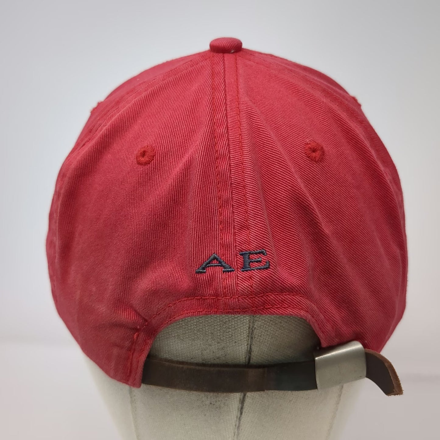 American Eagle AE Performance Red Baseball Cap Leather Strap Fire Dept Vintage