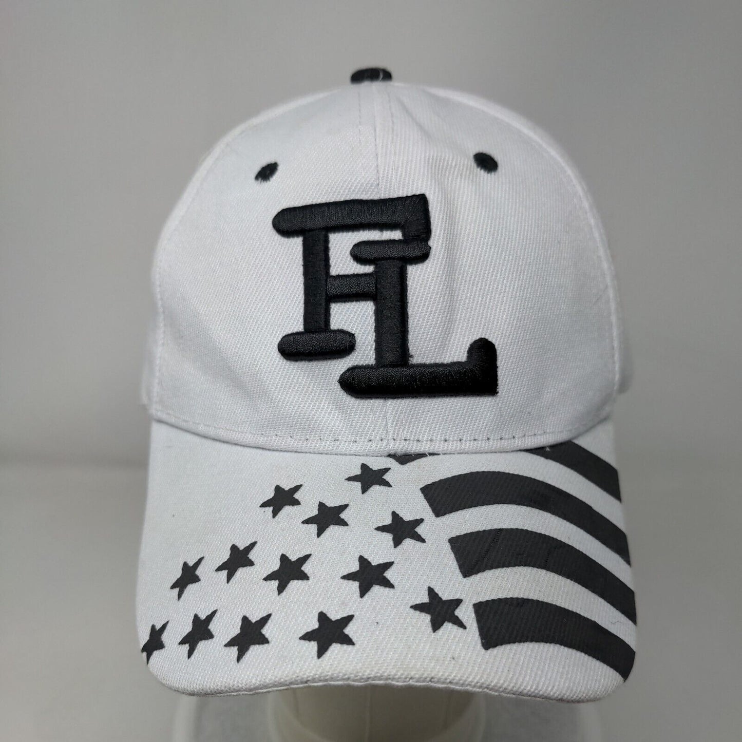 FL USA Flag Strapback Hat White One Size Embroidered Adjustable 6 Panel