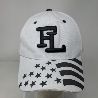 FL USA Flag Strapback Hat White One Size Embroidered Adjustable 6 Panel