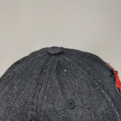 Rose Slideback Hat Black One Size Adjustable Embroidered Distressed 6 Panel