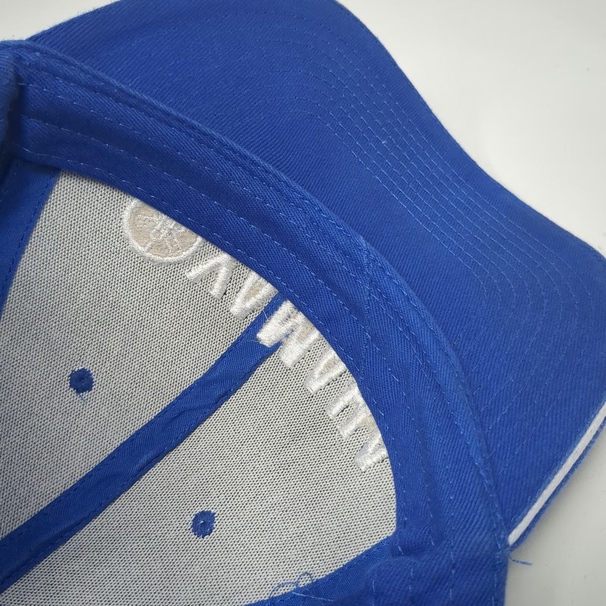 Yamaha Baseball Cap Blue One Size Strapback Embroidered Logo White Piping Hat