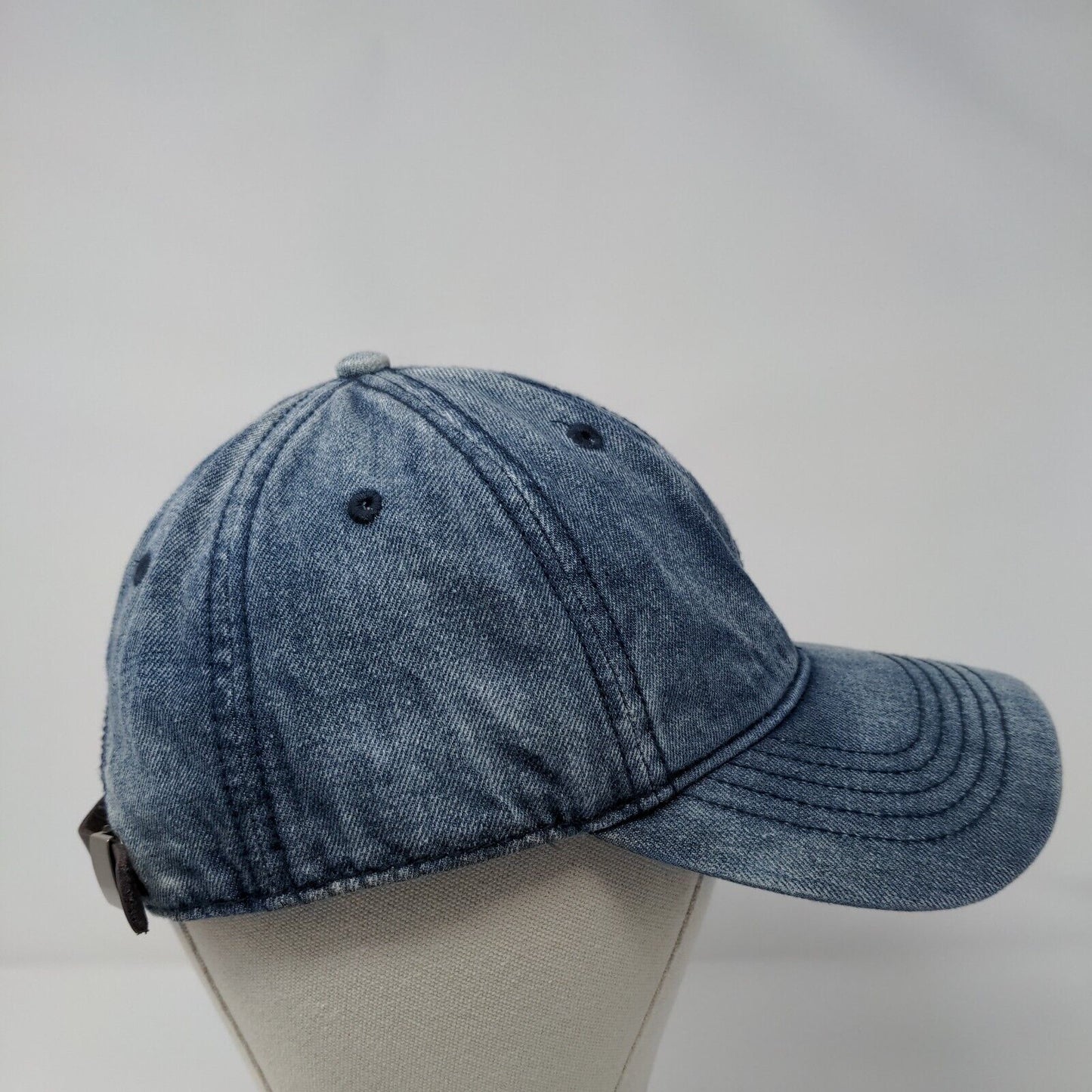 Unbranded Slideback Hat Blue OSFM Adjustable Vented Holes 6 Panel Denim Blank