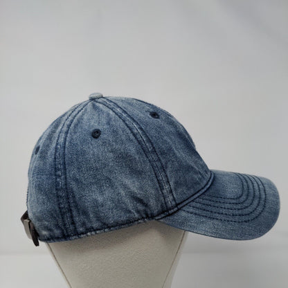 Unbranded Slideback Hat Blue OSFM Adjustable Vented Holes 6 Panel Denim Blank