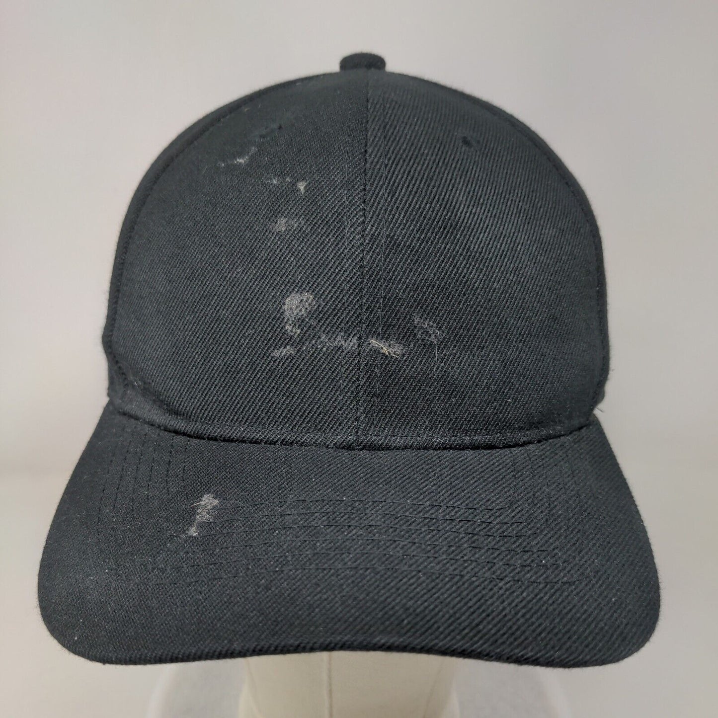 Unbranded Strapback Hat Black One Size 6 Panel Vent Holes Blank Solid