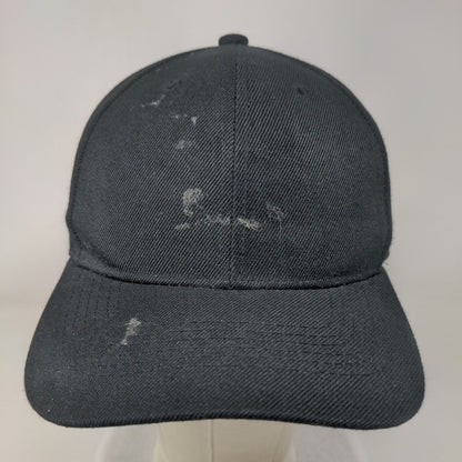 Unbranded Strapback Hat Black One Size 6 Panel Vent Holes Blank Solid