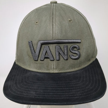 Vans Snapback Green Black One Size Flat Brim 3D Logo Two Tone 6 Panel Cotton Hat