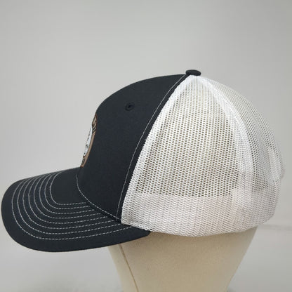 Richardson Trucker Hat Black White One Size Fly Fish Idaho Patch Mesh Snapback