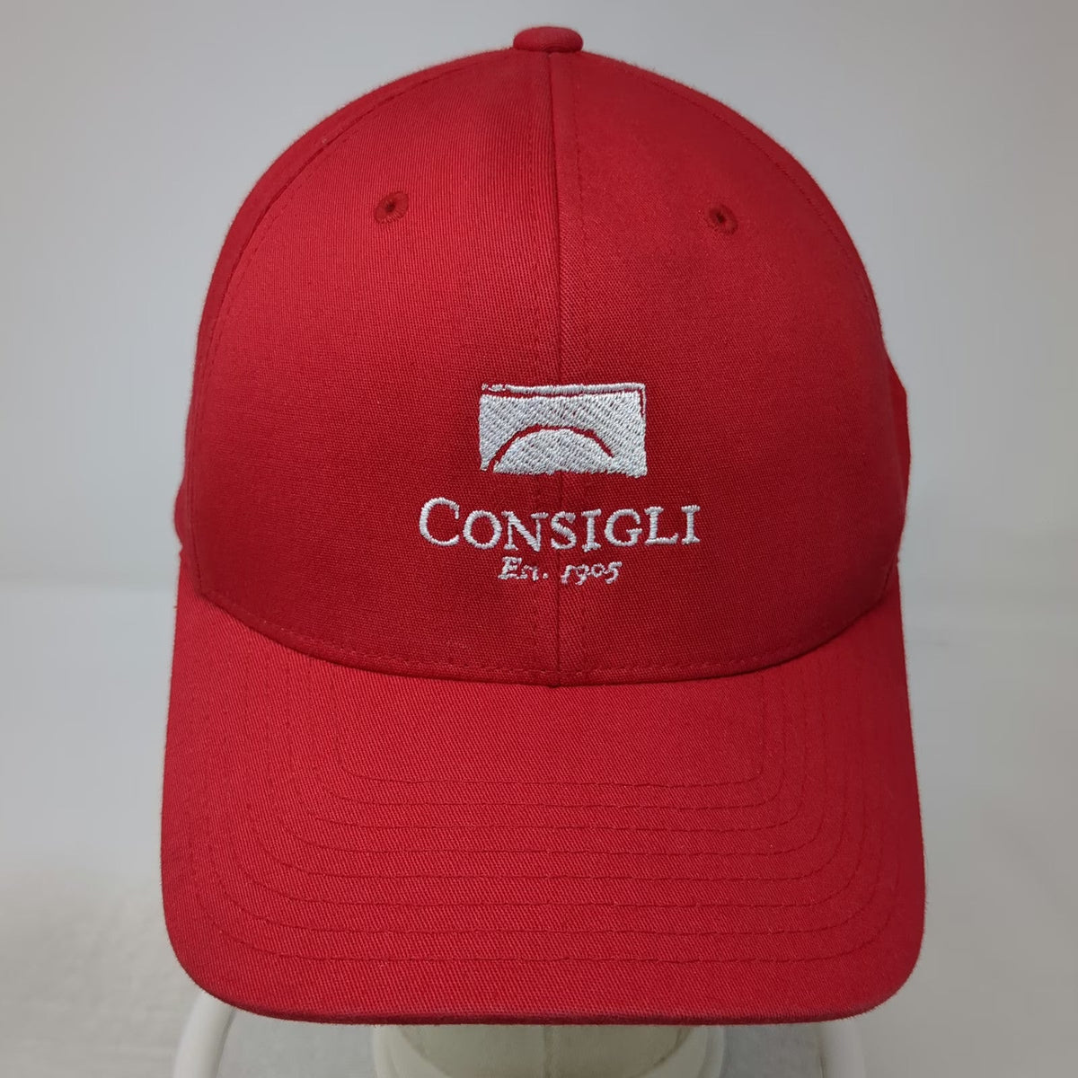 Flexfit Baseball Cap Red XL Consigli Construction Logo US Flag Patch Hat
