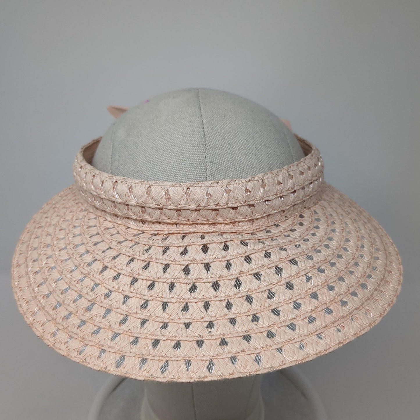 Unbranded Sun Visor Straw Hat Pink One Size Adjustable Bow Tie Lightweight